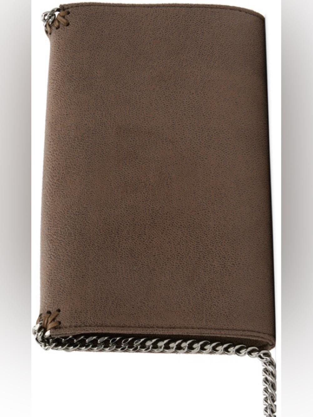 Stella McCartney Brown Fold-Over Clutch with Silver Chain - Picture 3 of 9